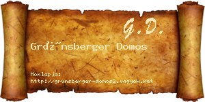 Grünsberger Domos névjegykártya